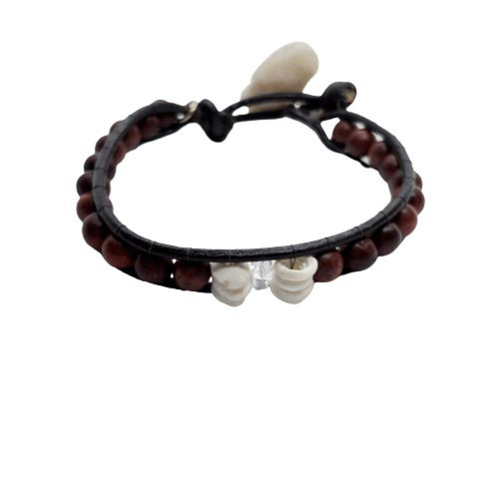 Pu'uwai Bracelet - Wooden Beads, Sponge & Shells - Beach Theme